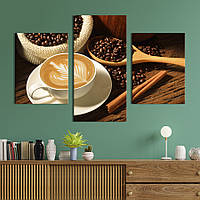 Картина на холсте KIL Art для интерьера в гостиную Кофе в зернах и корица 141x90 см (280-32) z110-2024