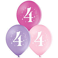 Воздушные шарики Цифра 4 для девочки (30 см) пастель разноцветные