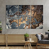 Модульная картина триптих на холсте KIL Art Серый мрамор с узором 156x100 см (30-31) z111-2024