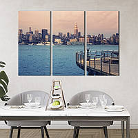 Модульная картина триптих на холсте KIL Art Вид с обзорной площадки на Нью-Йорк 128x81 см (369-31) z111-2024