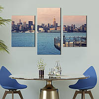 Картина на холсте KIL Art для интерьера в гостиную Прекрасный вид из смотровой площадки на Нью-Йорк 141x90 см