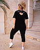 Жіночий костюм футболка вільного крою й бриджі з кишенями чорний, фото 4