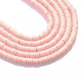 Намистини плоскі каучукові Блідо-рожеві 6мм. Близько 330шт