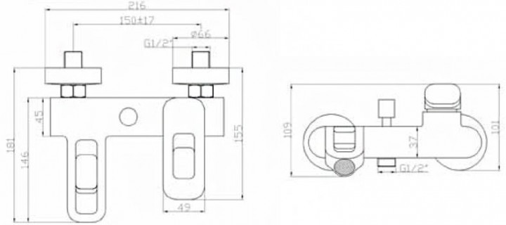 Смеситель для ванны Invena UNIQUA EXE BW-77-001 - фото 2 - id-p322521046