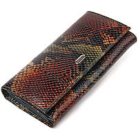 Горизонтальний жіночий гаманець із натуральної шкіри з тисненням під змію CANPELLINI 21648 Різнобарвний
