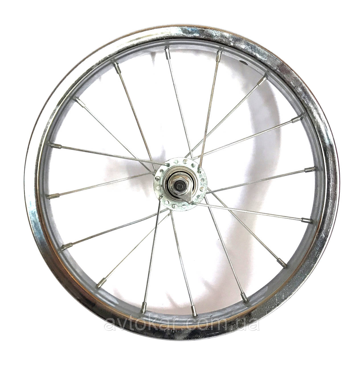 Колесо переднє 14" сталевий нікельований обід ORG, фото 1