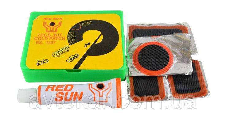 Аптечка Red Sun RS1207 для ремонту велокамер і шин, клей, латки, ремкомплект ORG, фото 1