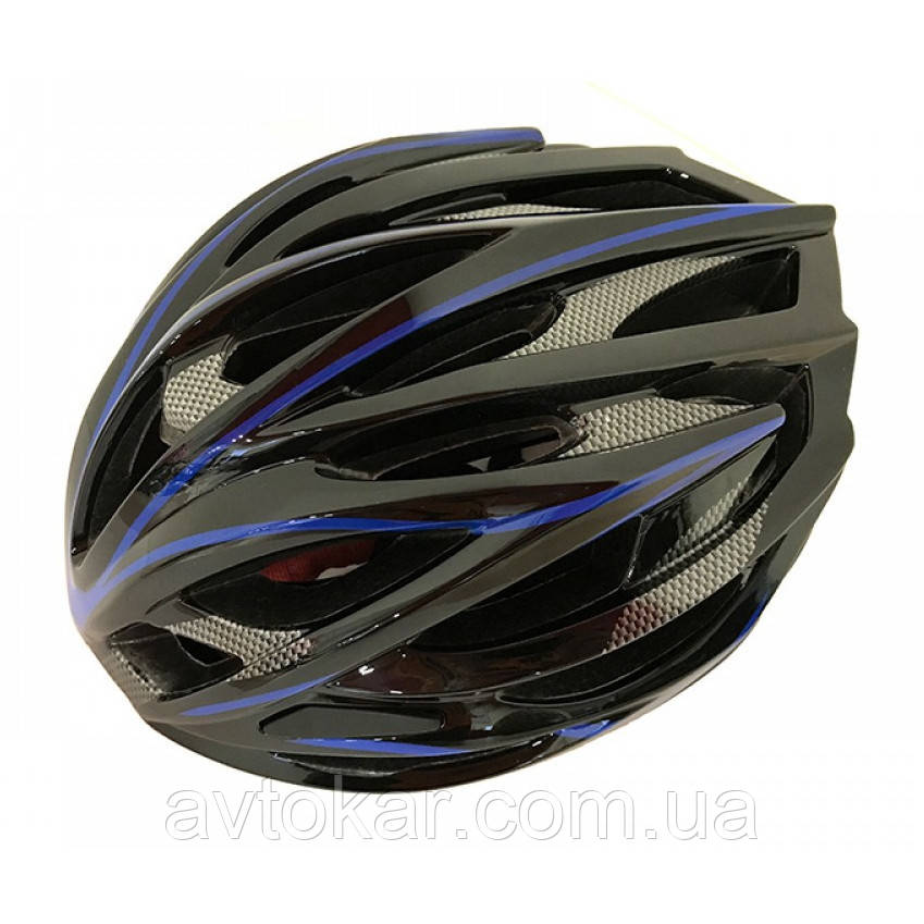 Шолом дорослий Calibri FSK-D32 L (55-62) Чорний + сині смуги ORG, фото 1