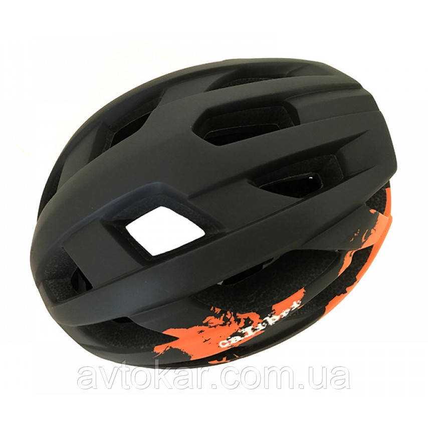 Шолом з козирком дорослий Calibri FSK-Y53 L (58-61) Чорно-жовтогарячий ORG, фото 1