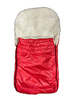Конверт для санок, зі штучної овчини, на дві блискавки, із затяжками Червоний ORG