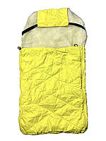Конверт/теплий чохол для санок, зі штучної овчини, на дві блискавки, із затяжками Жовтий ORG
