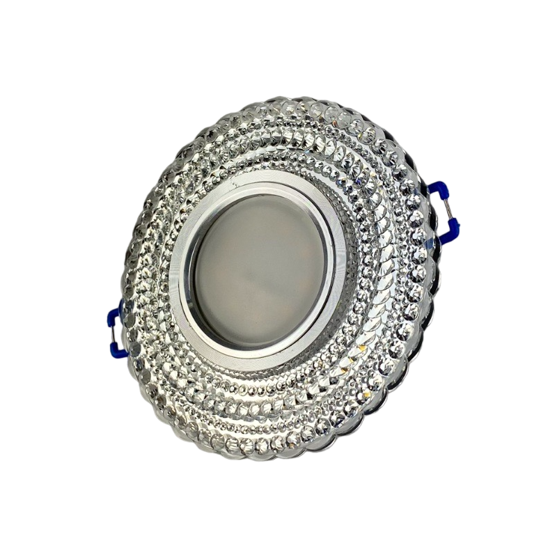 Точковий світильник з білим LED підсвічуванням круглий акрил з металом хром 110 мм