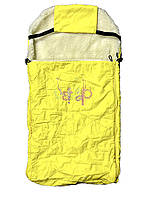 Конверт/чохол для санок, зі штучної овчини, на дві блискавки, із затяжками Жовтий з малюнком ORG