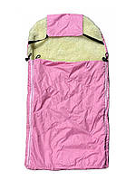 Конверт/чохол для санок, зі штучної овчини, на дві блискавки, із затяжками Рожевий ORG