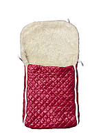 Конверт/чохол для санок, зі штучної овчини, на дві блискавки, із затяжками Яскраво-червоний ORG