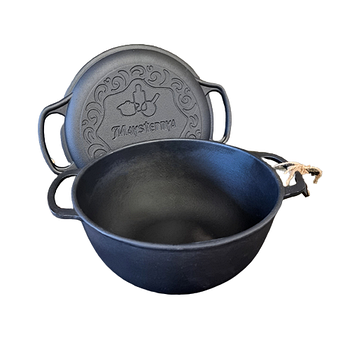 Каструля чавунна лита 5л з кришкою-сковородою Т403СРУк S&T