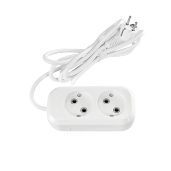 Подовжувач без заземлення 2 розетки 3м d1мм білий Standard Titanum