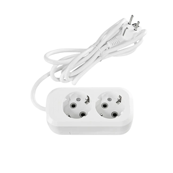 Подовжувач із заземленням 2 розетки 3м d1,5мм білий Standard Titanum