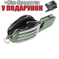 Складаний багатофункціональний інструмент 4 в 1 (ложка, виделка, ніж і відкривачка для пляшок) Зелений