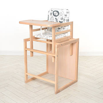 Дерев'яний стілець трансформер 2 в 1 для годування дитини Bambi Quest Білий