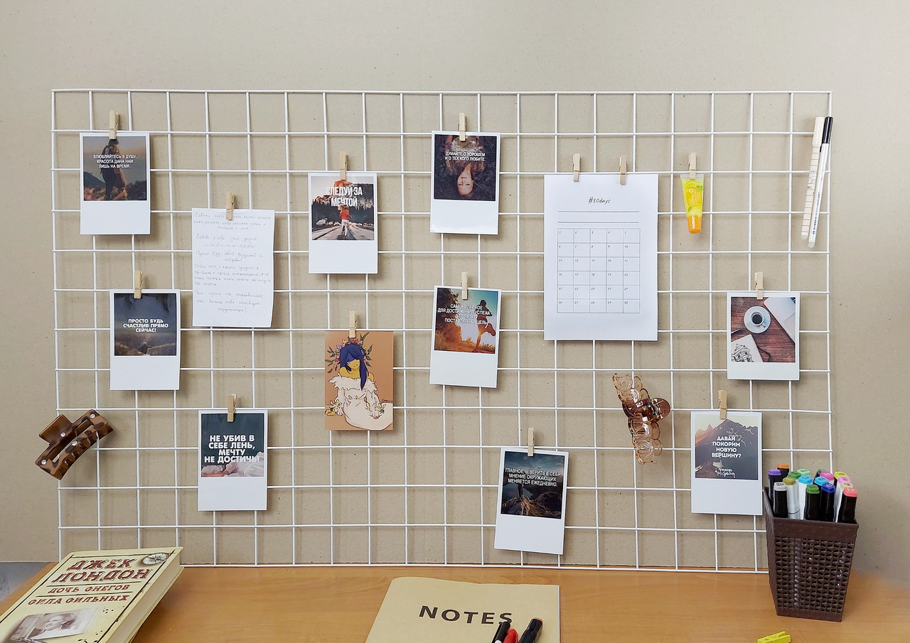 Мудборд (moodboard) дошка візуалізації і планування, 100*60 см, біла, фото 1