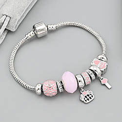 Браслет pink princess 39191 ширина 3 мм білі фіаніти емаль позолота Біле Золота довжина 18