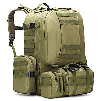 Тактический рюкзак 60 л с дополнительнми подсумками 4в1 олива