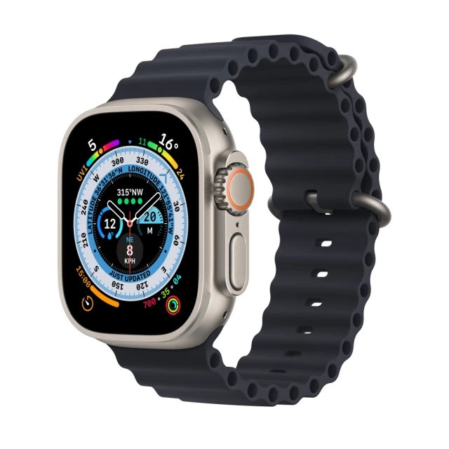 Силіконовий рифлений ремінець Ocean для Apple Watch 42/44/45/49 mm Темно-сірий, фото 1