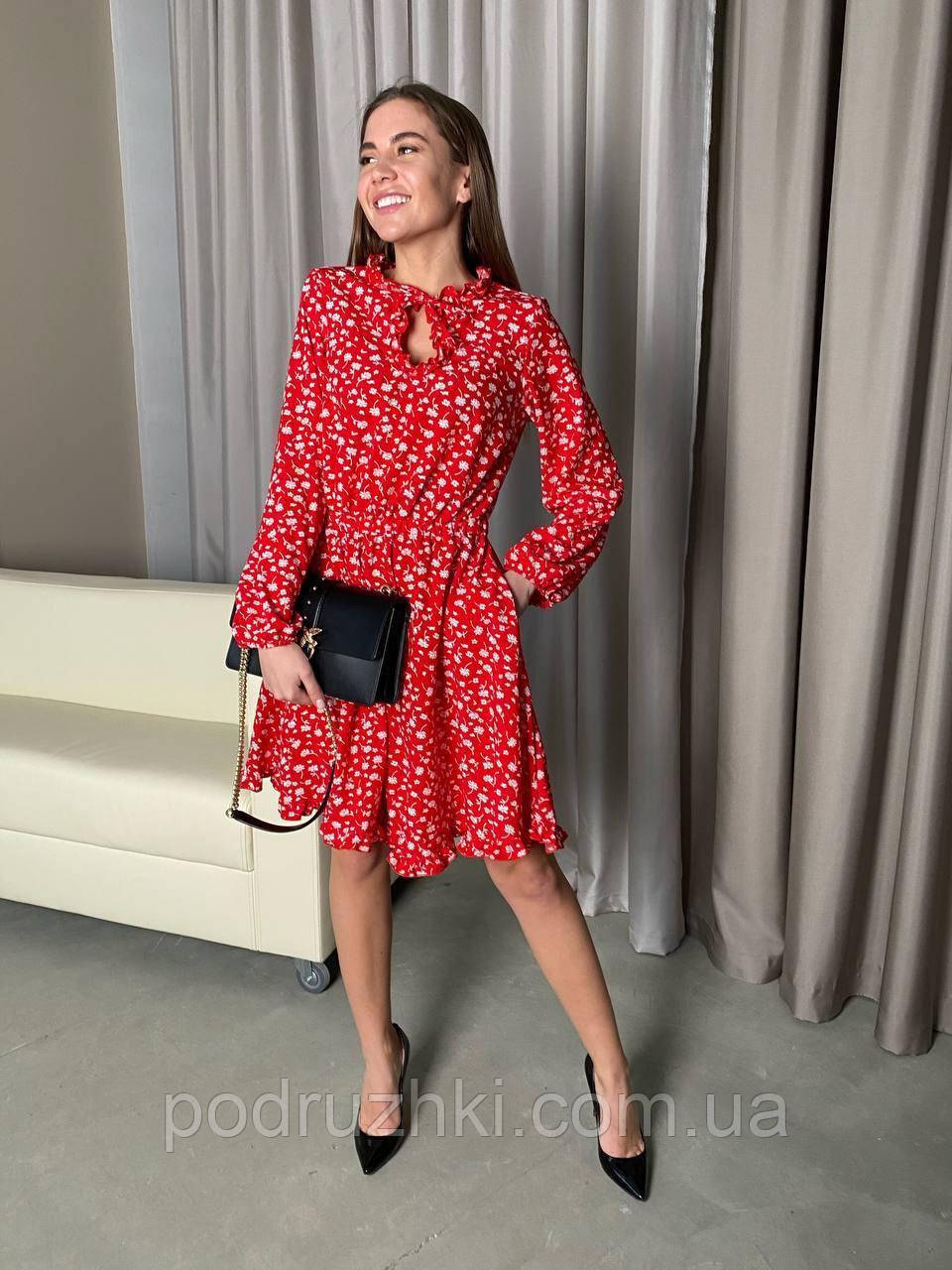 Яркое летнее платье с длинными рукавами Ткань софт Размер L-XL, фото 1