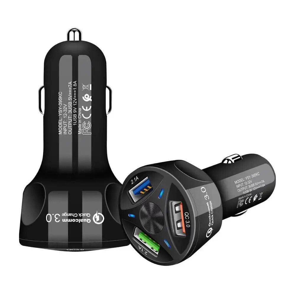 Автомобільна швидка зарядка для телефона 3 USB-порти 5 V 7 A від прикурювача