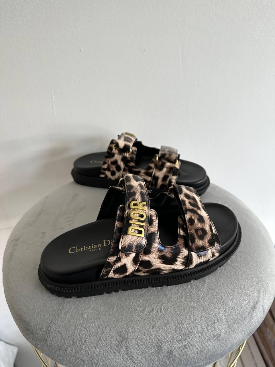 Жіночі шльопанці Dior Slides Multicolor Leopard Black KCQ719LNY S29X