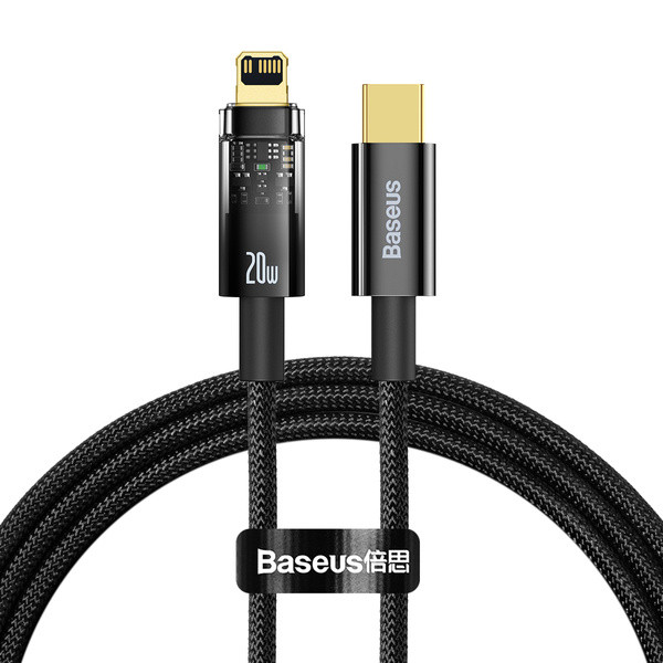 Кабель Baseus Explorer Series Auto Power-Off Fast Charging Data Cable Type-C to IP 20W 2m CATS000101 Black