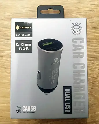 АЗУ LENYES CA856 2USB 5V-2.4A + кабель iPhone, фото 1