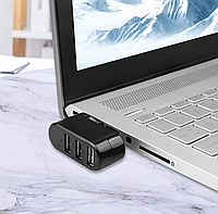 Мини USB хаб разветвитель USB 3.0 с поворотным штекером