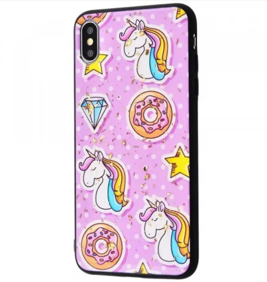 Чохол накладка Confetti Glass Fashion Case для Apple iPhone Xs Max Unicorn, фото 1