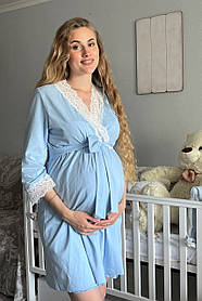 Халат для вагітних та годування блакитний