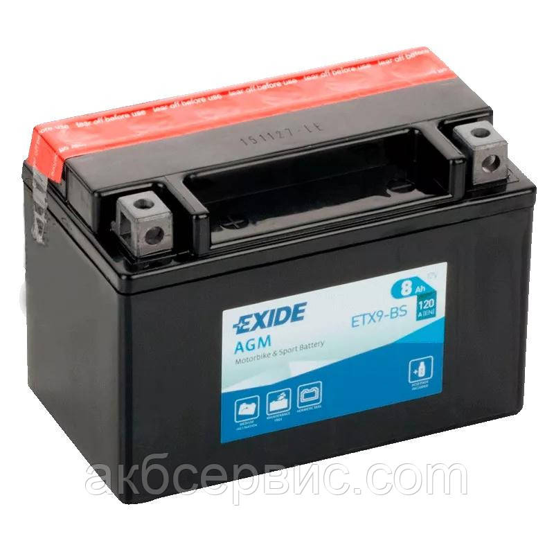 Mото акумулятор Exide 8 ah AGM ETX9-BS (сухозаряджений)