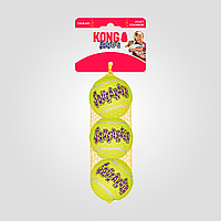 Игрушка KONG AirDog SqueakAir Ball воздушный теннисный мяч для собак средних пород, М 3 шт.