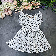 Летнее платье с трендовой цепочкой с коротким рукавом цветочный принт (134 размер) белое
