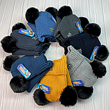 М 91009 Комплект для хлопчика шапка на флісі та баф "Очі", різні кольори, 1-5 років, фото 9