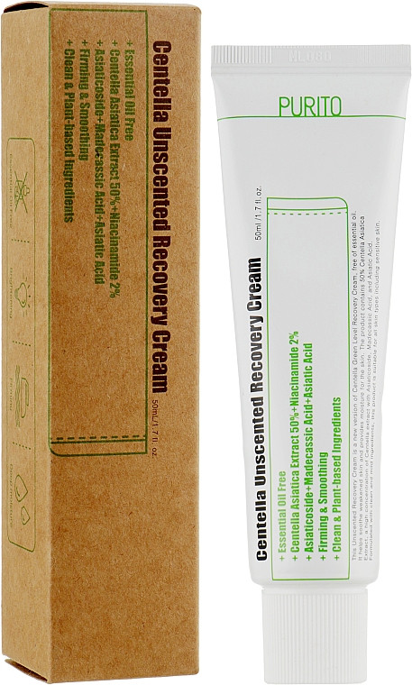 Крем для відновлення з центеллою без олій, Purito Centella Unscented Recovery Cream 50 мл