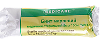 Medicare, бинт, медичний, марлевий, нестерильний, 5 м х 10 см, тип 17