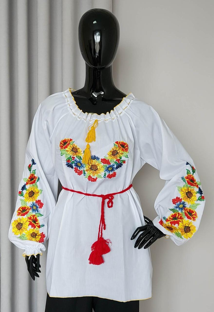 Вышиванка женская «Украинский Подсолнух» с длинными рукавами (с 50 по 58 р) - фото 1 - id-p319033559