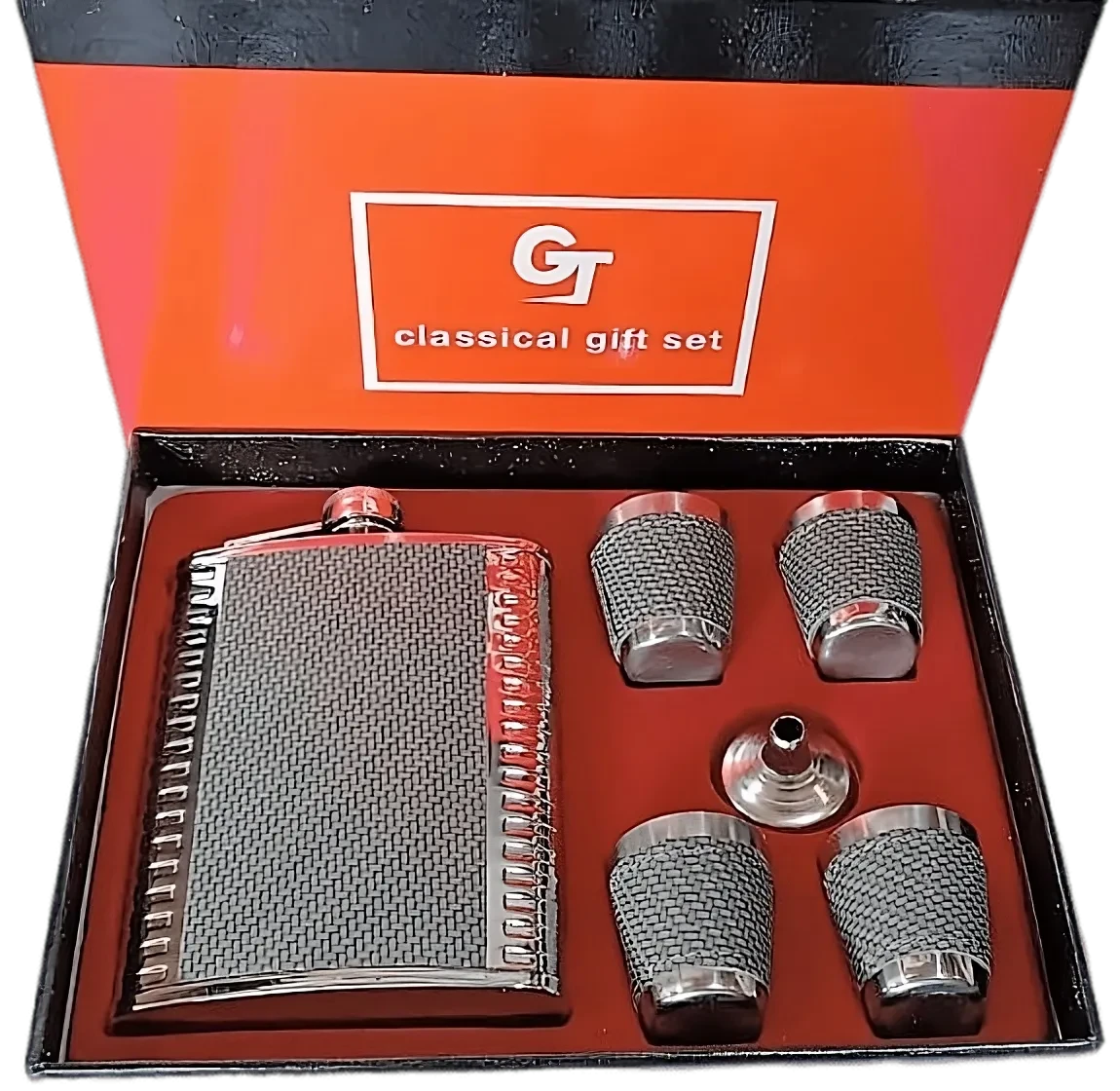 Подарунковий набір з флягою (Шкіра), 240мл, фото 1