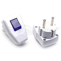 Вилка електрична з вимикачем 16A EU, кутова,біла, фото 3