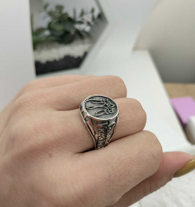Перстень мужской серебряный с гербом Украины "Воля" Кольцо - печатка для мужчины из серебра - фото 2 - id-p210602537