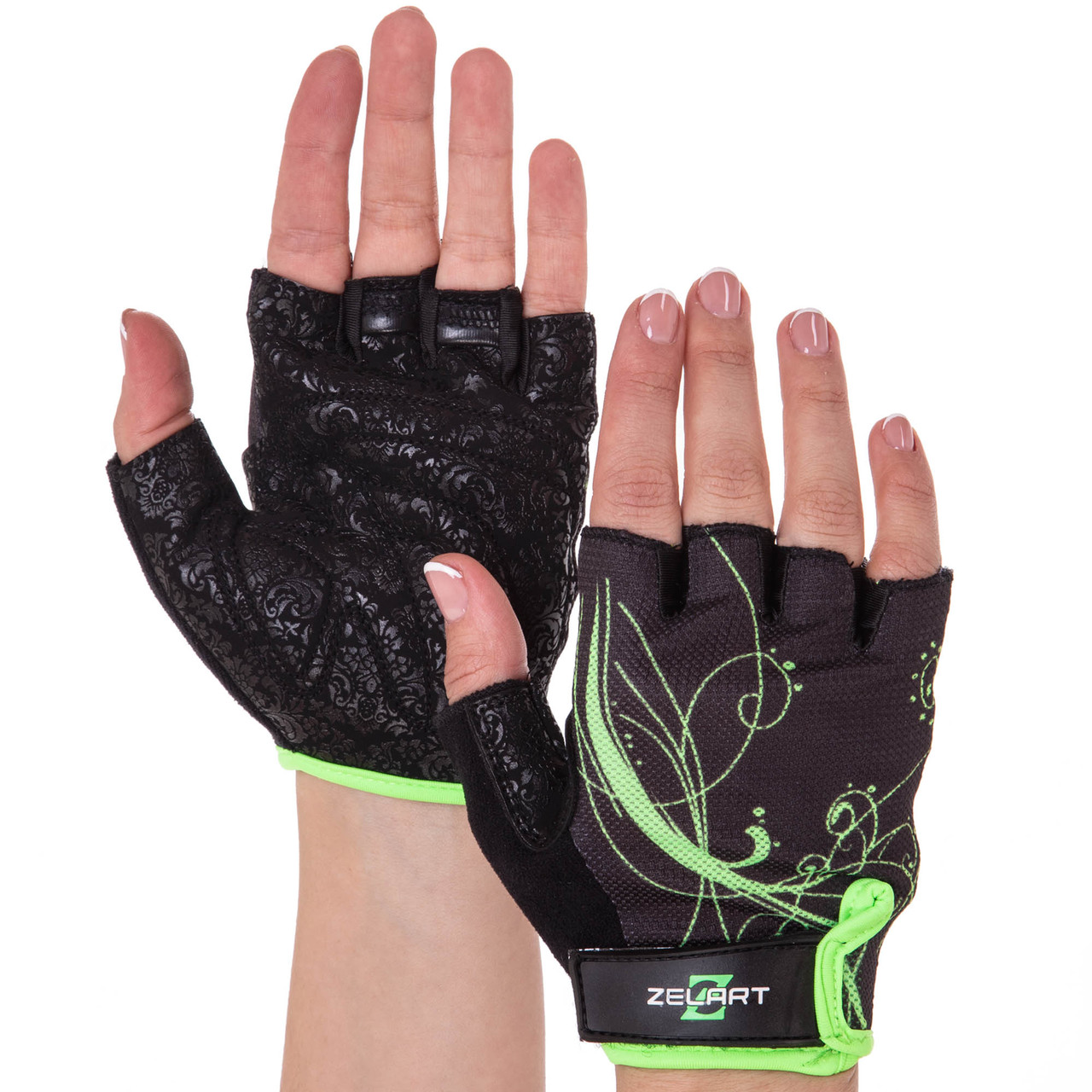 Рукавиці для фітнесу рукавички спортивні Zelart Fitness Gloves 161743 розмір S Black-Green