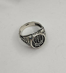 Перстень чоловічий срібний з гербом України "Воля" Каблучка - печатка для чоловіка зі срібла