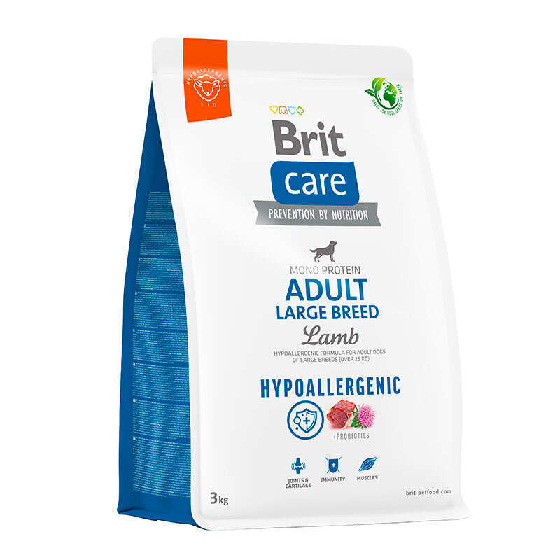 Сухий корм для собак великих порід Brit Care (Бріт Кеа) Dog Hypoallergenic Adult Large Breed гіпоалергенний з ягням 3 кг