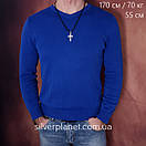 Чоловіча шовкова цепочка і прямий хрестик. Шовковий шнурок з срібним замком і рівний кулон хрест., фото 2